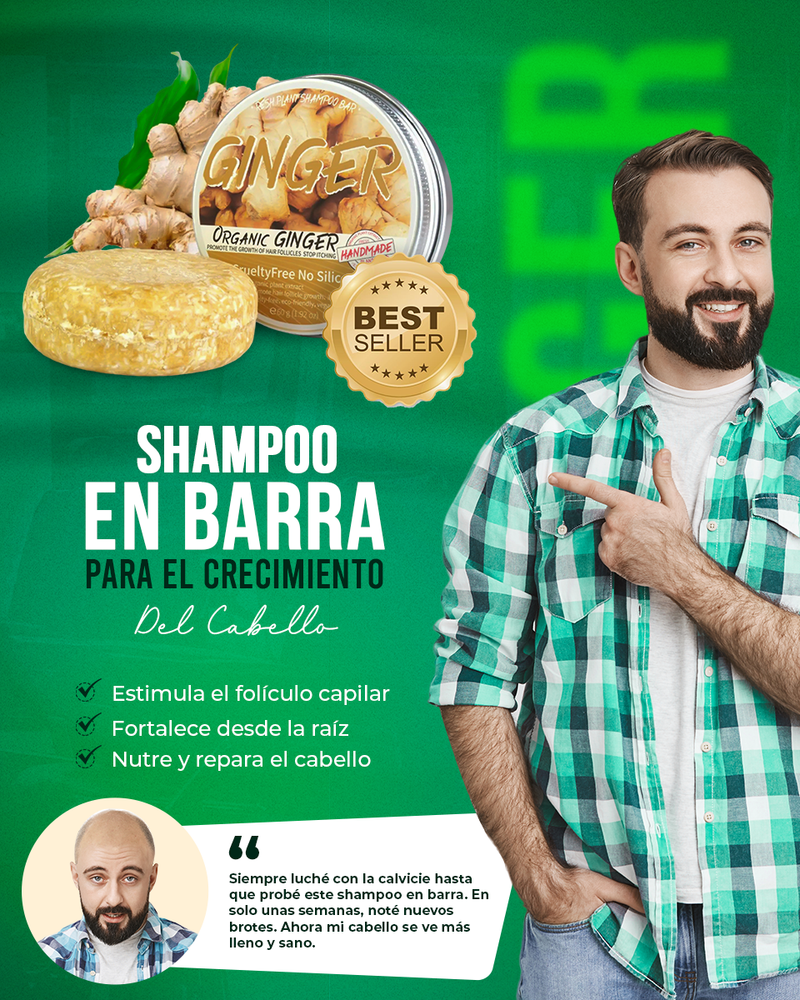 BARRA DE CHAMPÚ DE JENGIBRE PARA EL CRECIMIENTO DE CABELLO